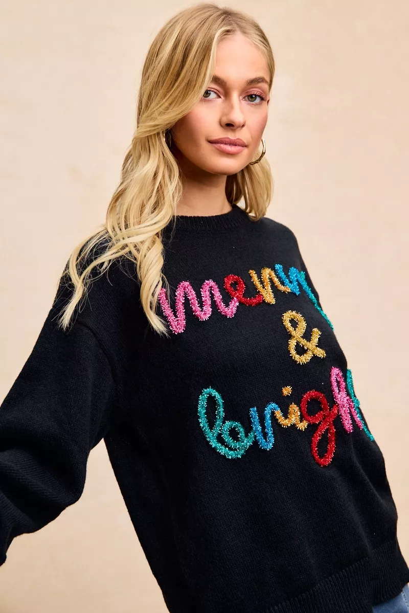 Tinsel Lettering Christmas Sweater, image 18