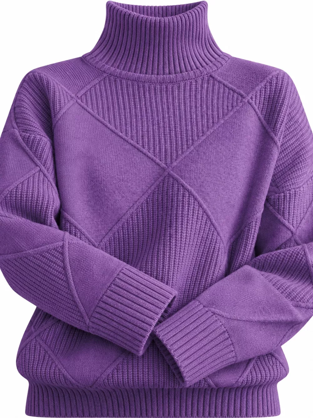 Full Size Diamond Pattern Turtleneck Sweater Plus Size, image 67