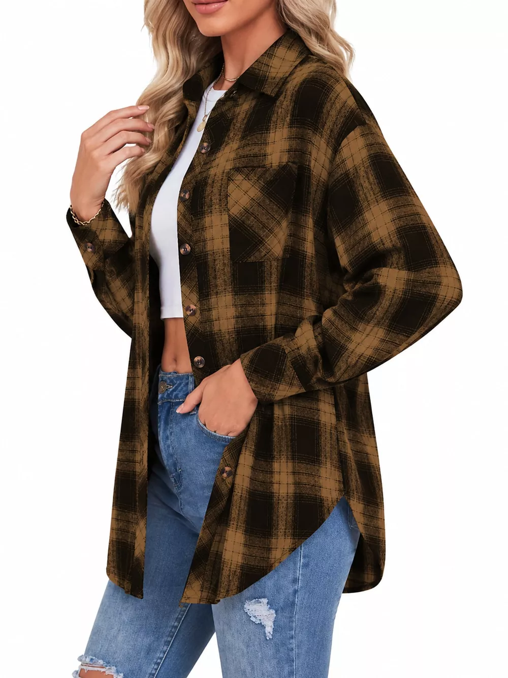 Plaid Button-Down Oversized Shirt, image 28