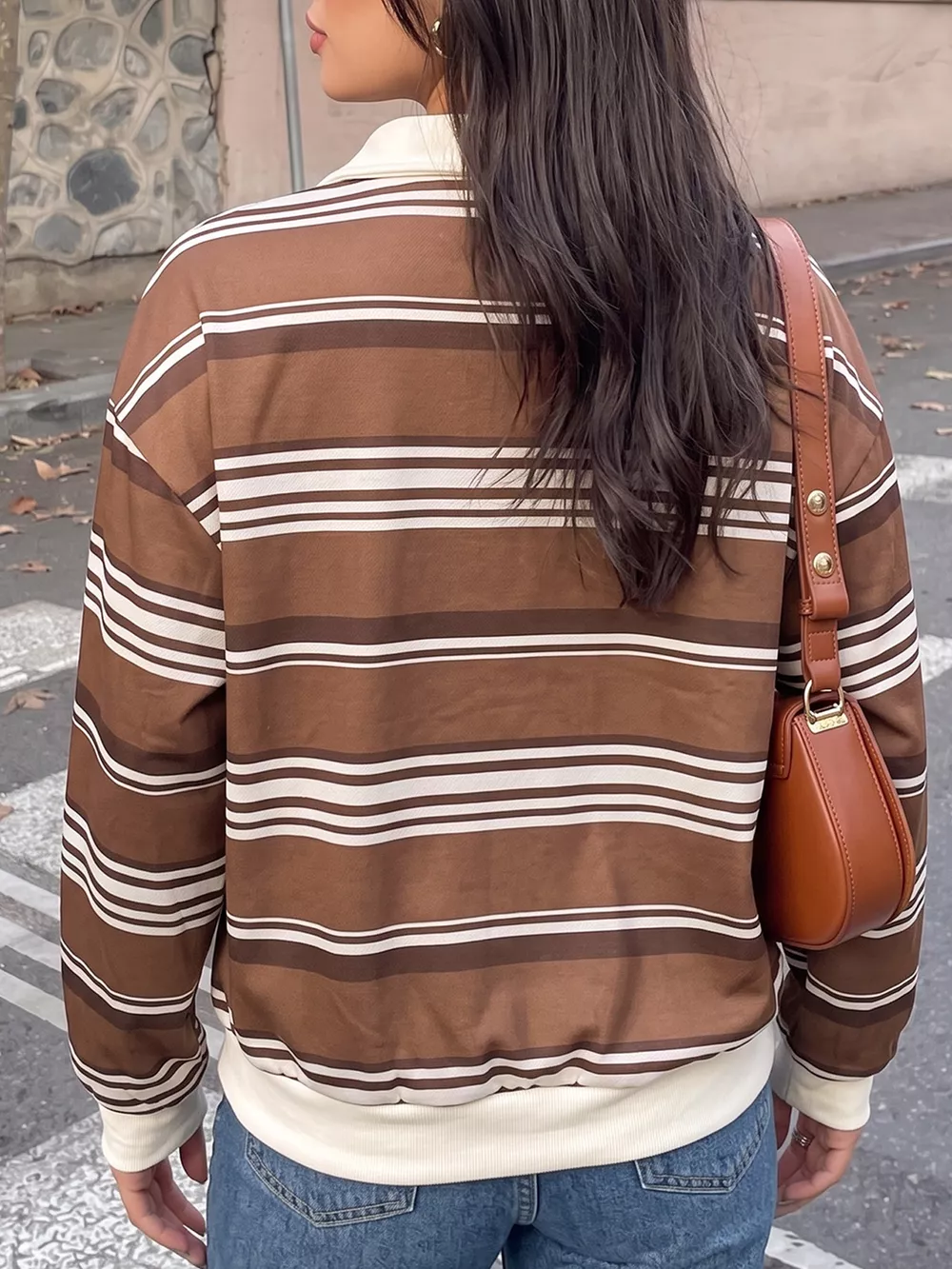 Striped Dropped Shoulder Sweatshirt, image 6