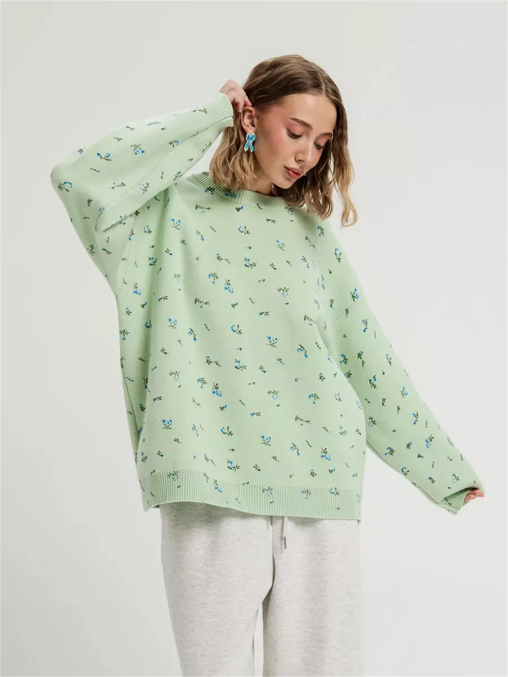 Floral Dropped Shoulder Oversized Sweater, image 19