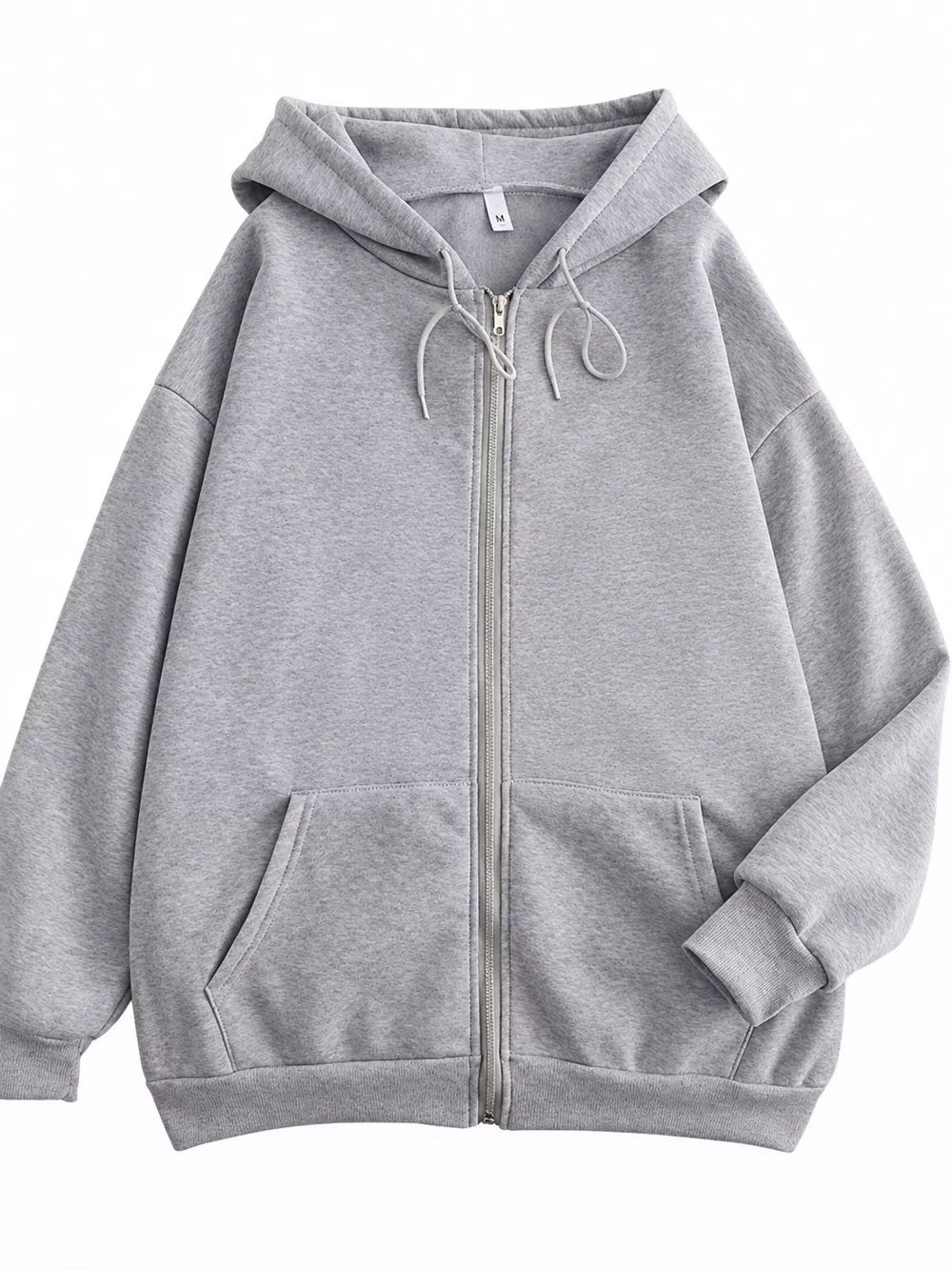 Full Size Oversized Solid Zip-Up Hoodie with Drawstring Plus Size, image 31