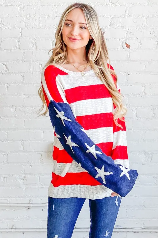 American Flag Long Sleeve Sweater, image 9