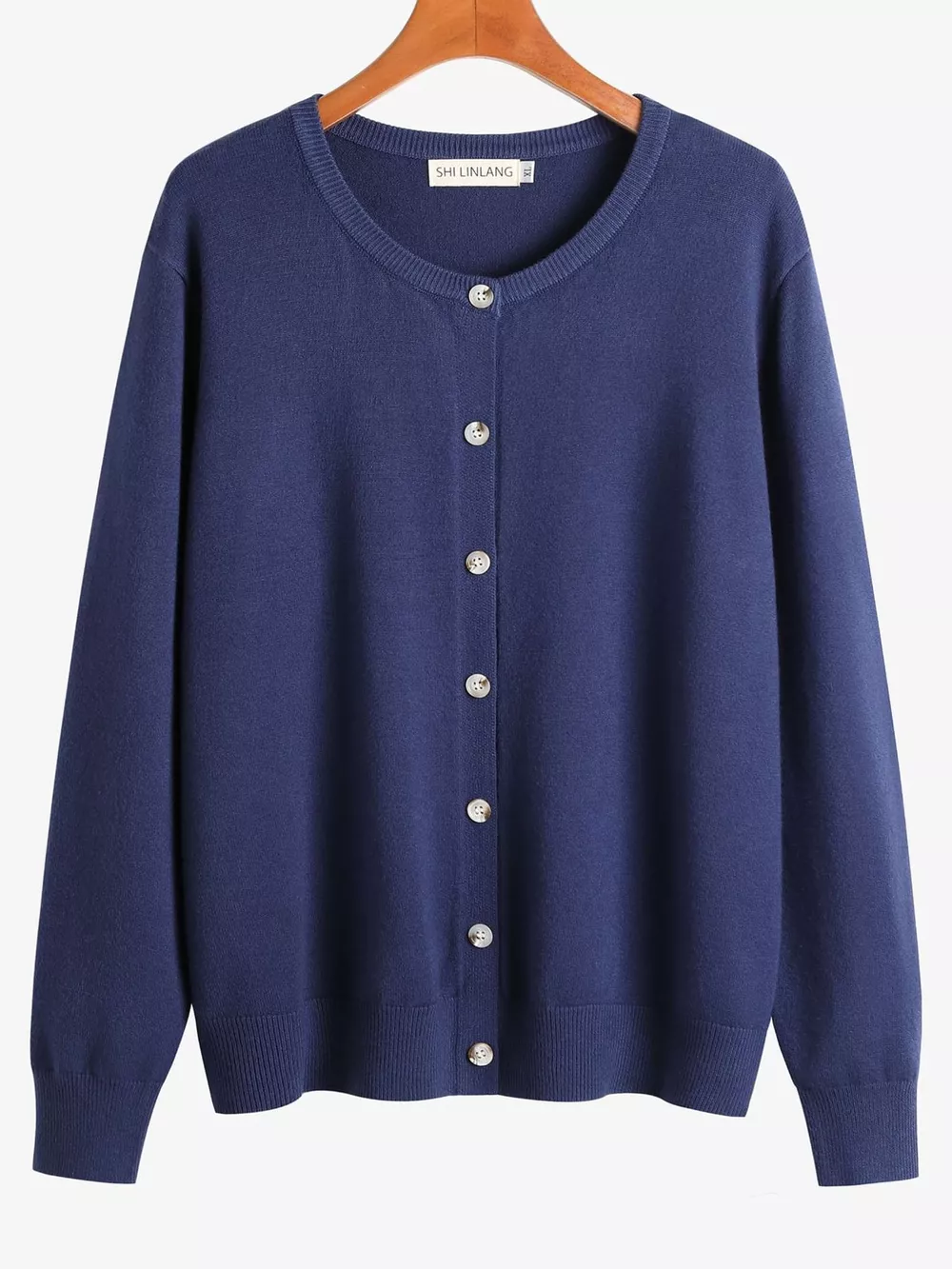 Plus Size Crew Neck Button-Down Knit Cardigan, image 14