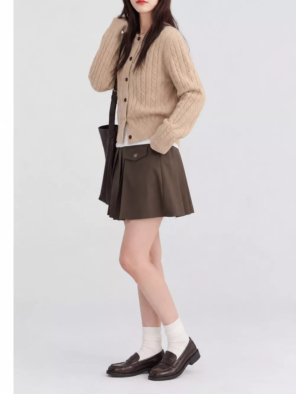 Cable-Knit Button-Down Cardigan, image 9