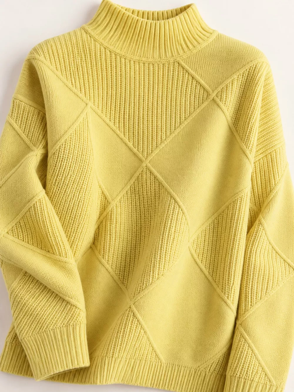 Full Size Diamond Pattern Turtleneck Sweater Plus Size, image 7