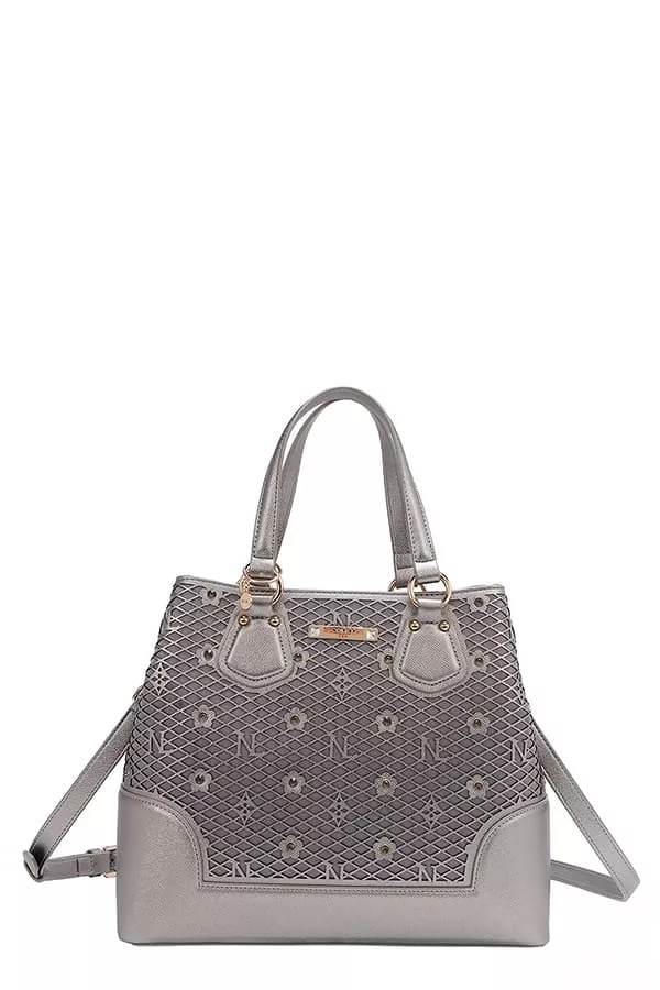 Monogram Pattern Handbag with Rhinestones Decor, image 15