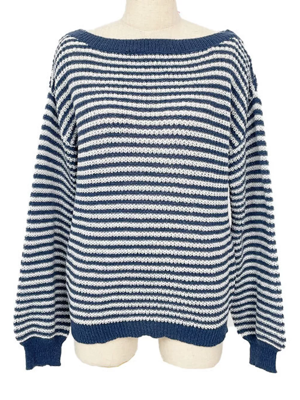 Striped Knit Boat Neck Sweater, image 11