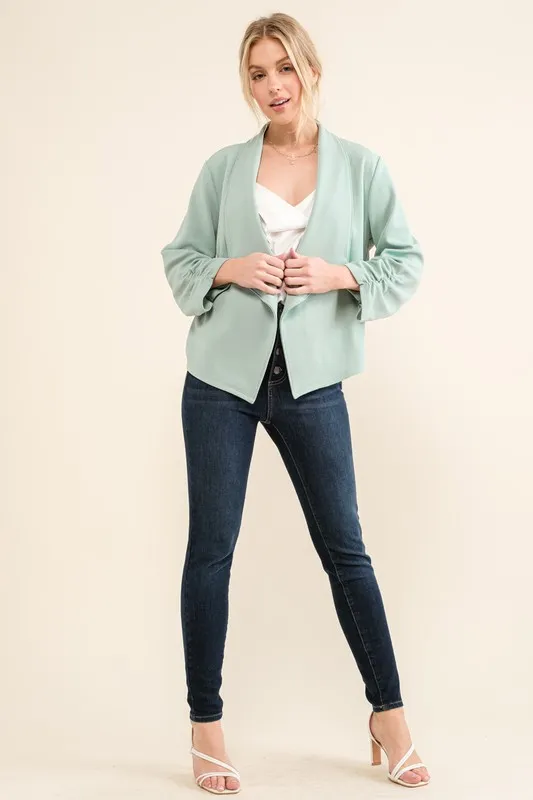 Stretch Non-Wrinkled Basic Open-Front Blazer, image 9