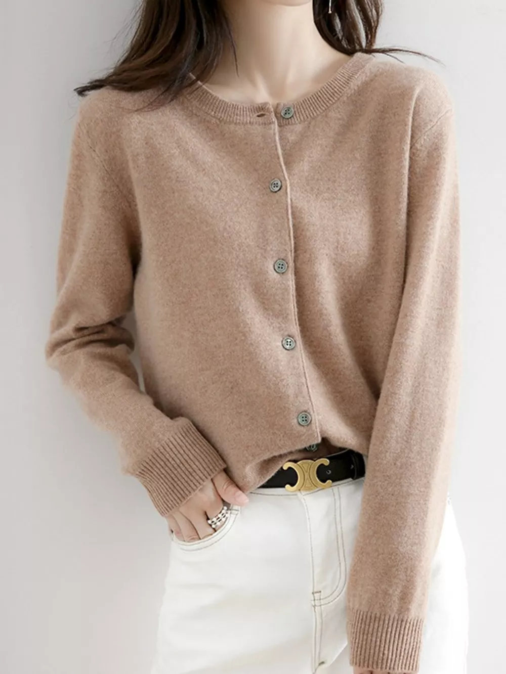 Crew-Neck Button-Down Cardigan, image 26