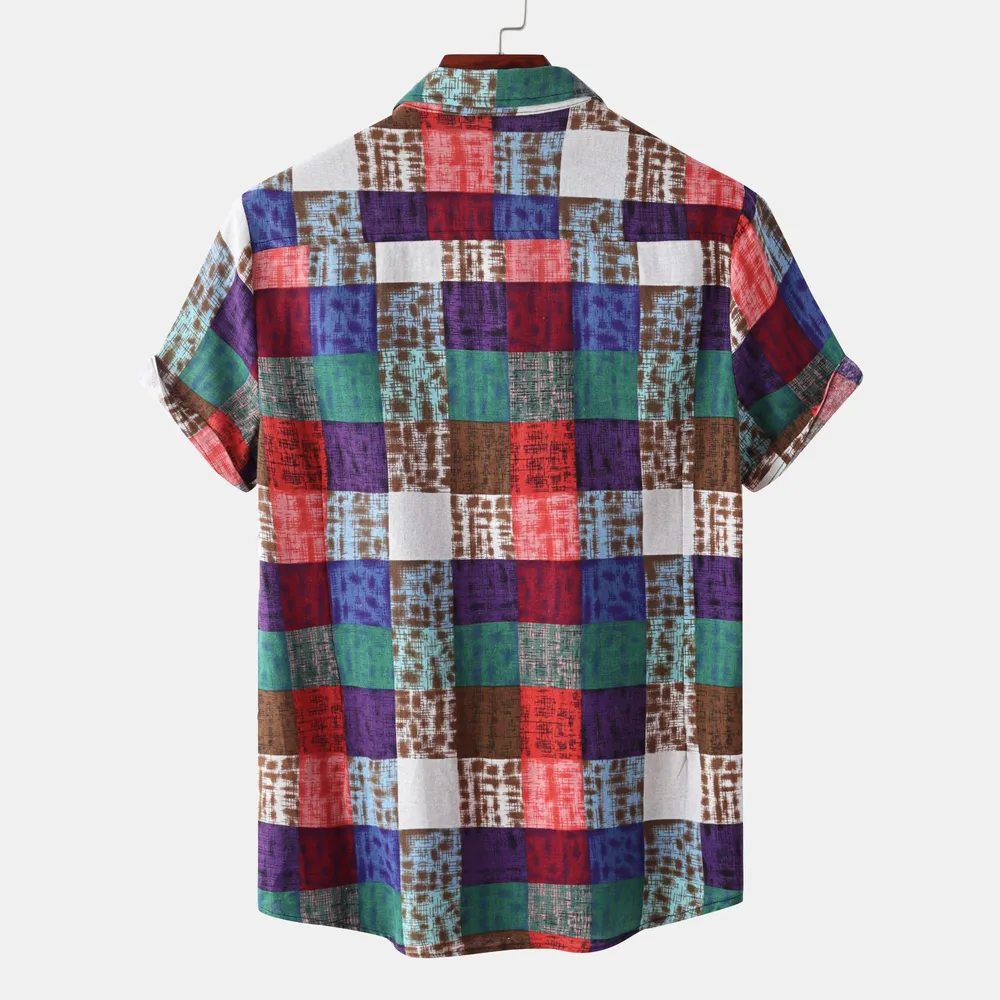Men's Plus Size Plaid Button Up Short Sleeve Shirt, image 4