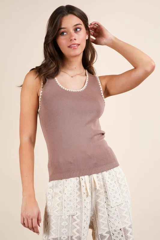 Blanket Style Sleeveless Knit Tank, image 3