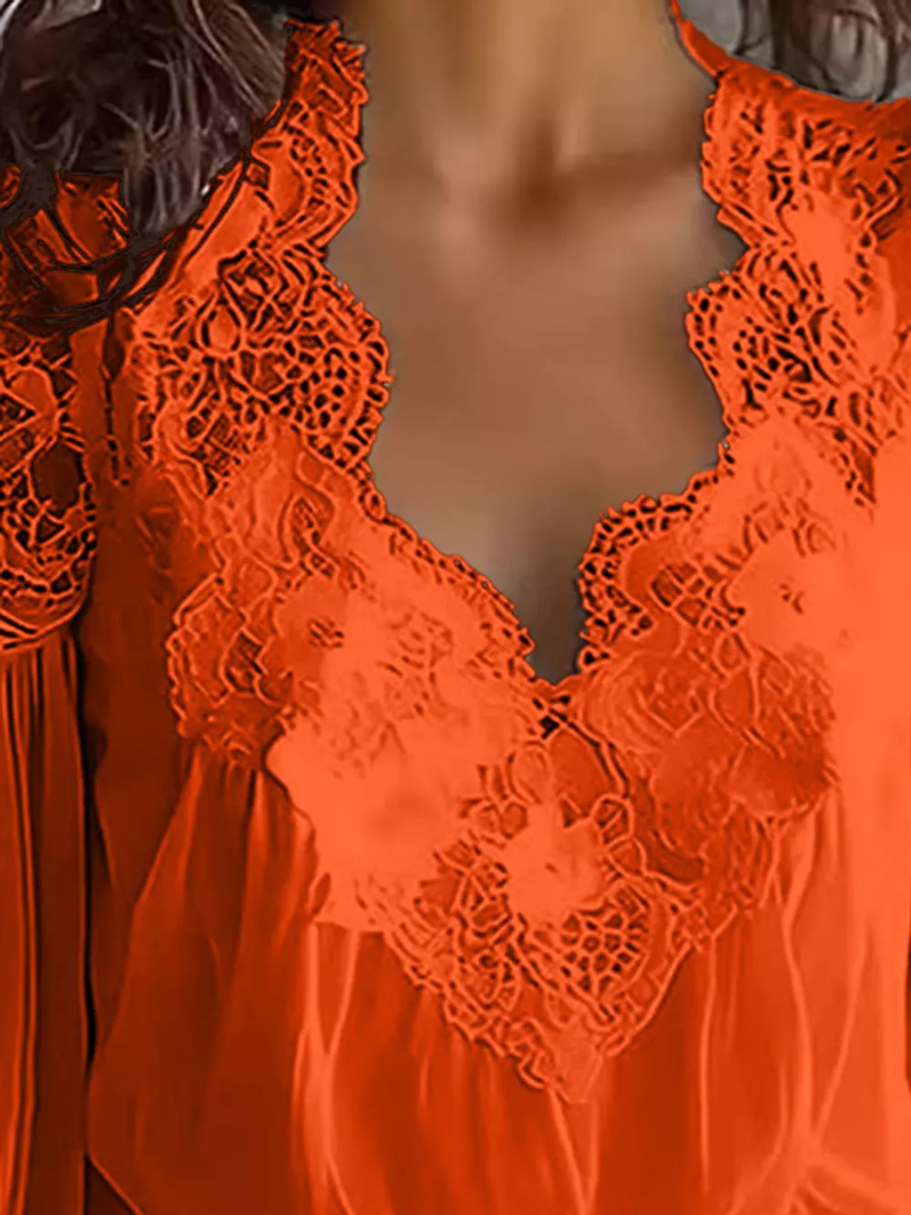 Full Size Lace V-Neck Flounce Sleeve Blouse Plus Size, image 26