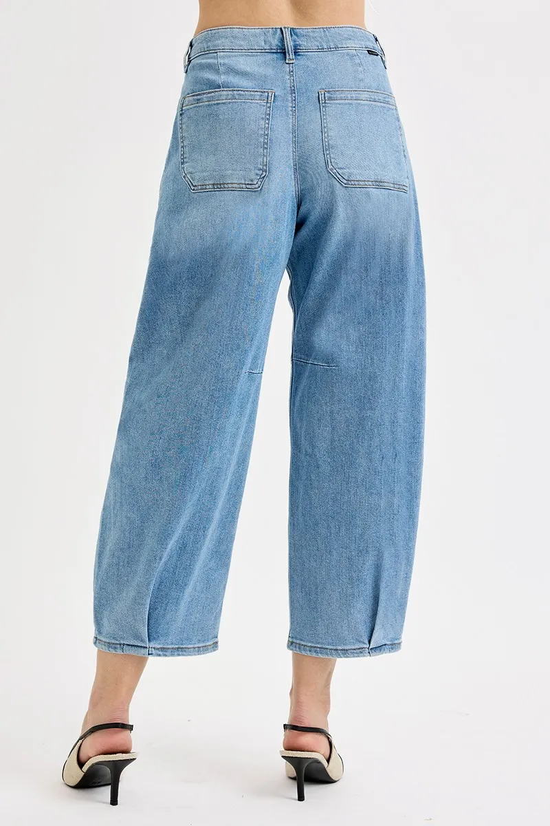 Full Size Mid Rise Fit Crop Wide Volume Leg Jeans Plus Size, image 6