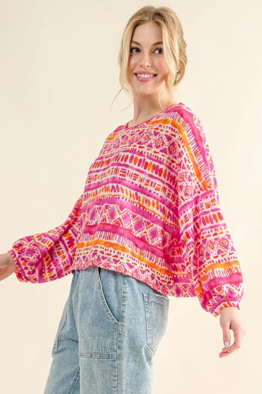 Cozy Textured Printed Casual Top, image 2