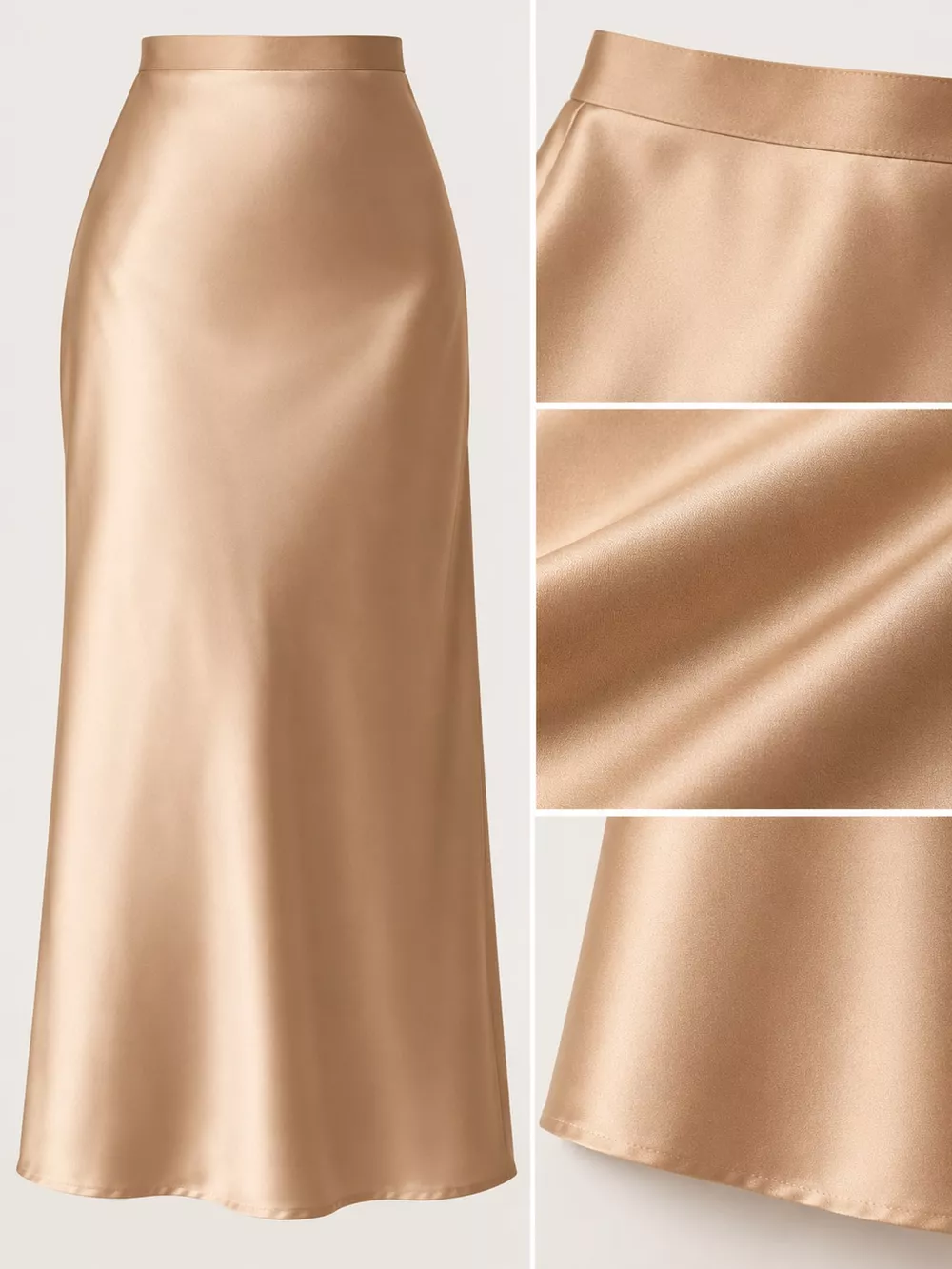 High-Waisted Satin Midi Skirt, image 13