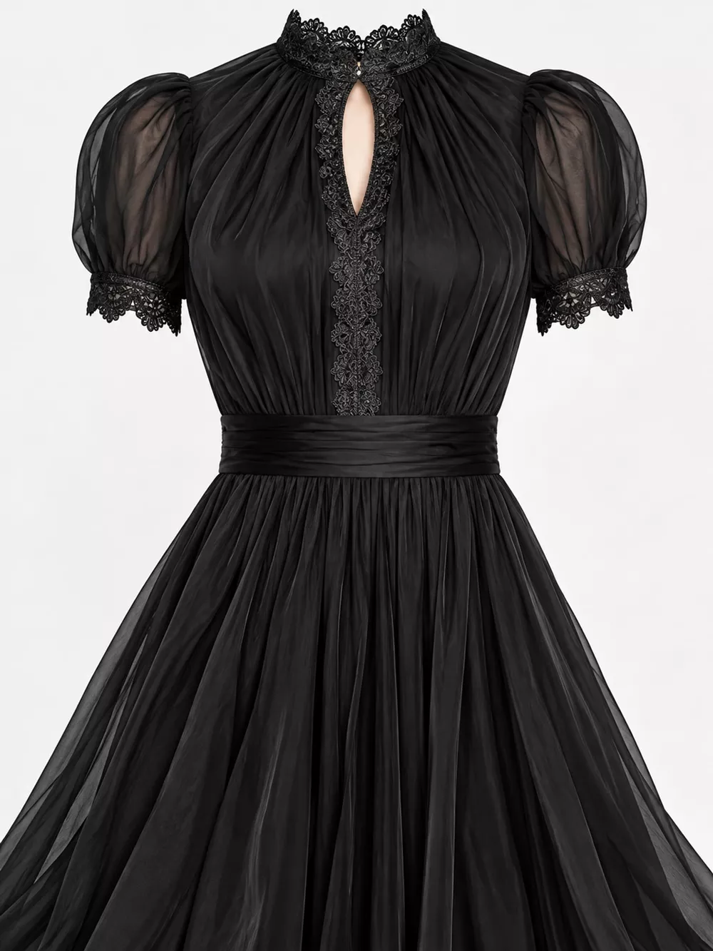 Full Size Elegant Sheer Chiffon Mock-Neck Maxi Dress with Keyhole Detail Plus Size, image 22