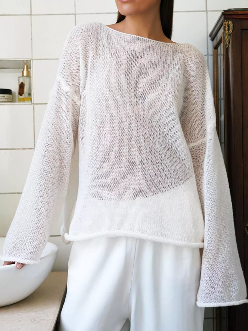 Lightweight Dropped Shoulder Knit Cover Up, image 4