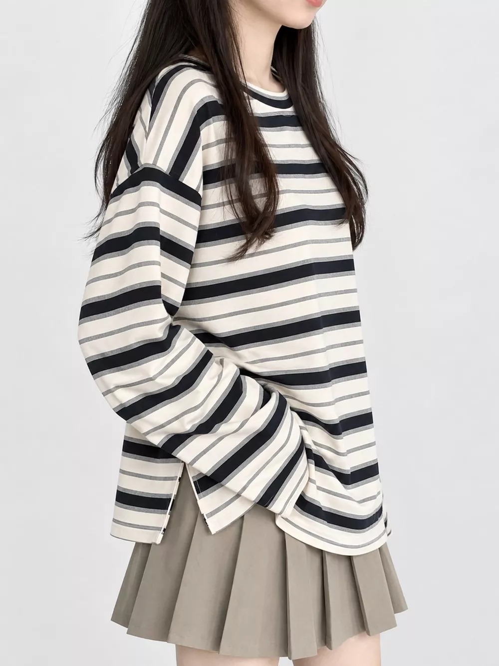 Oversized Striped Crew Neck T-Shirt, image 3