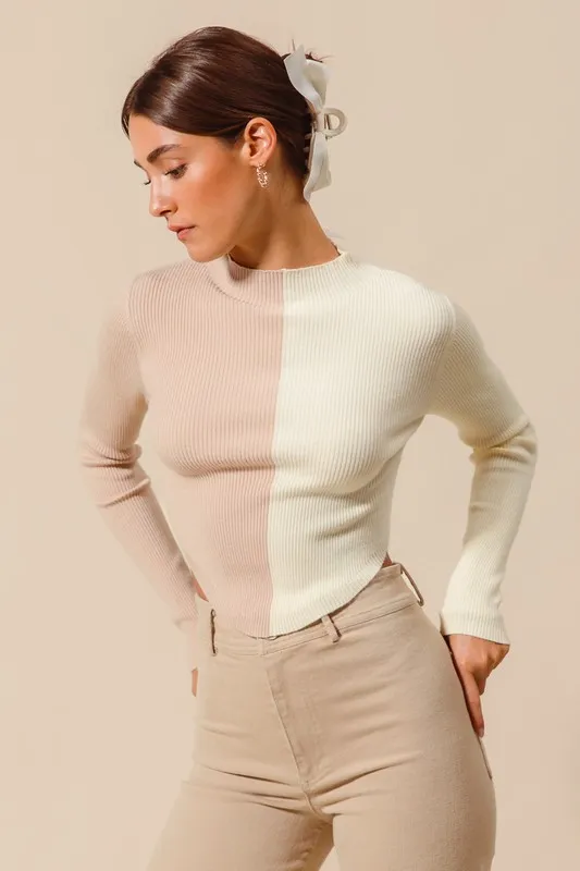 Color Block Fitted Crop Sweater Top, image 11