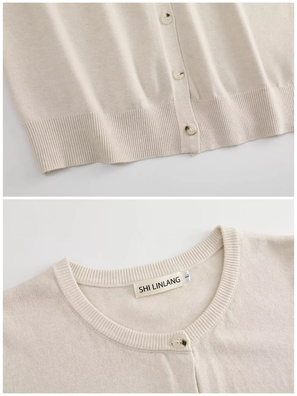 Plus Size Crew Neck Button-Down Knit Cardigan, image 10