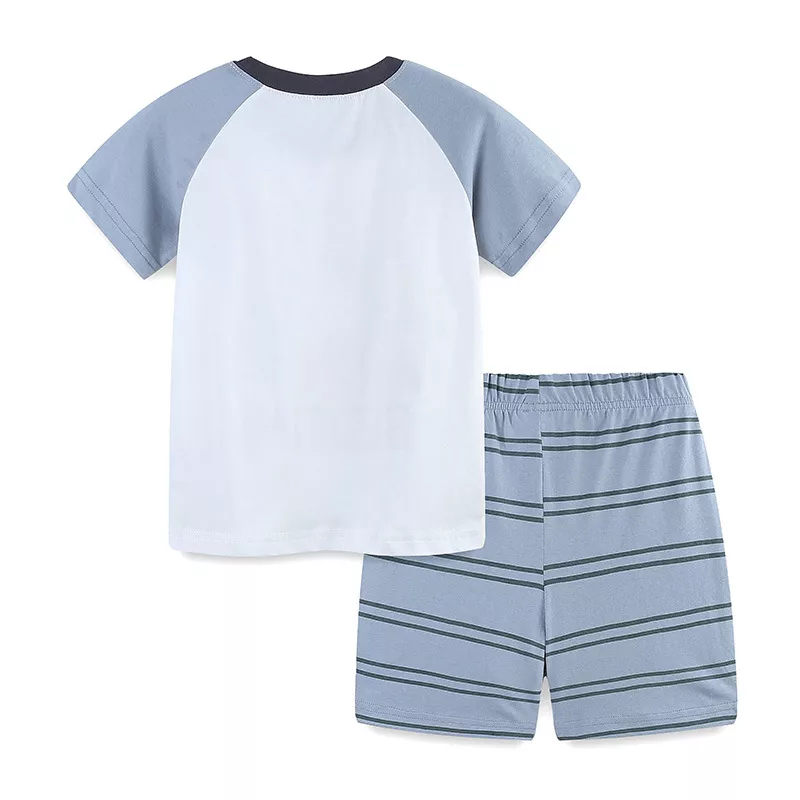 Children's Dinosaur Print Top and Striped Shorts Set, image 4