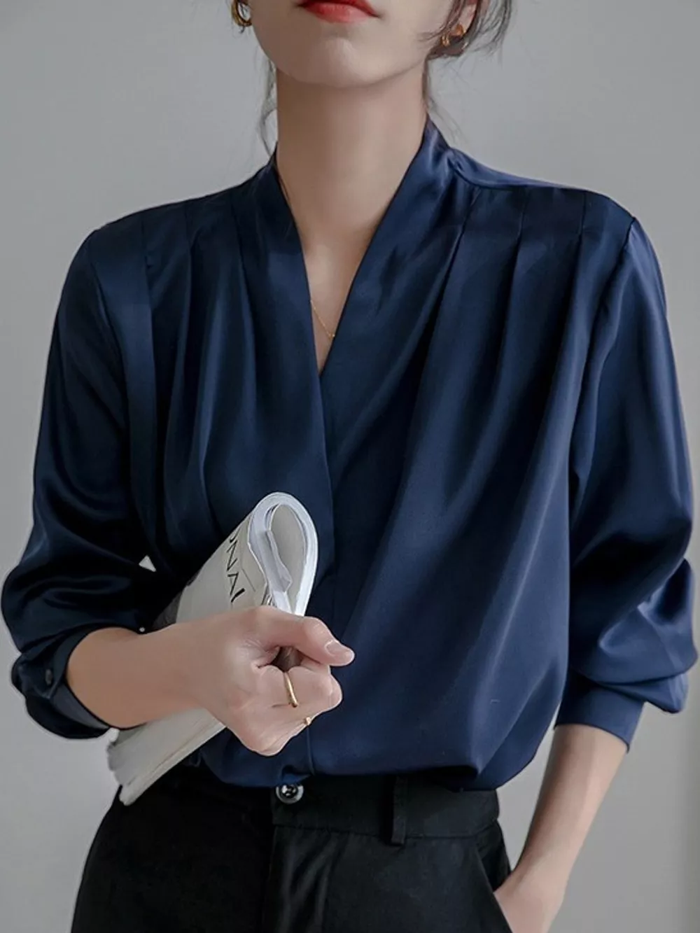 Long Sleeve Satin Blouse, image 5