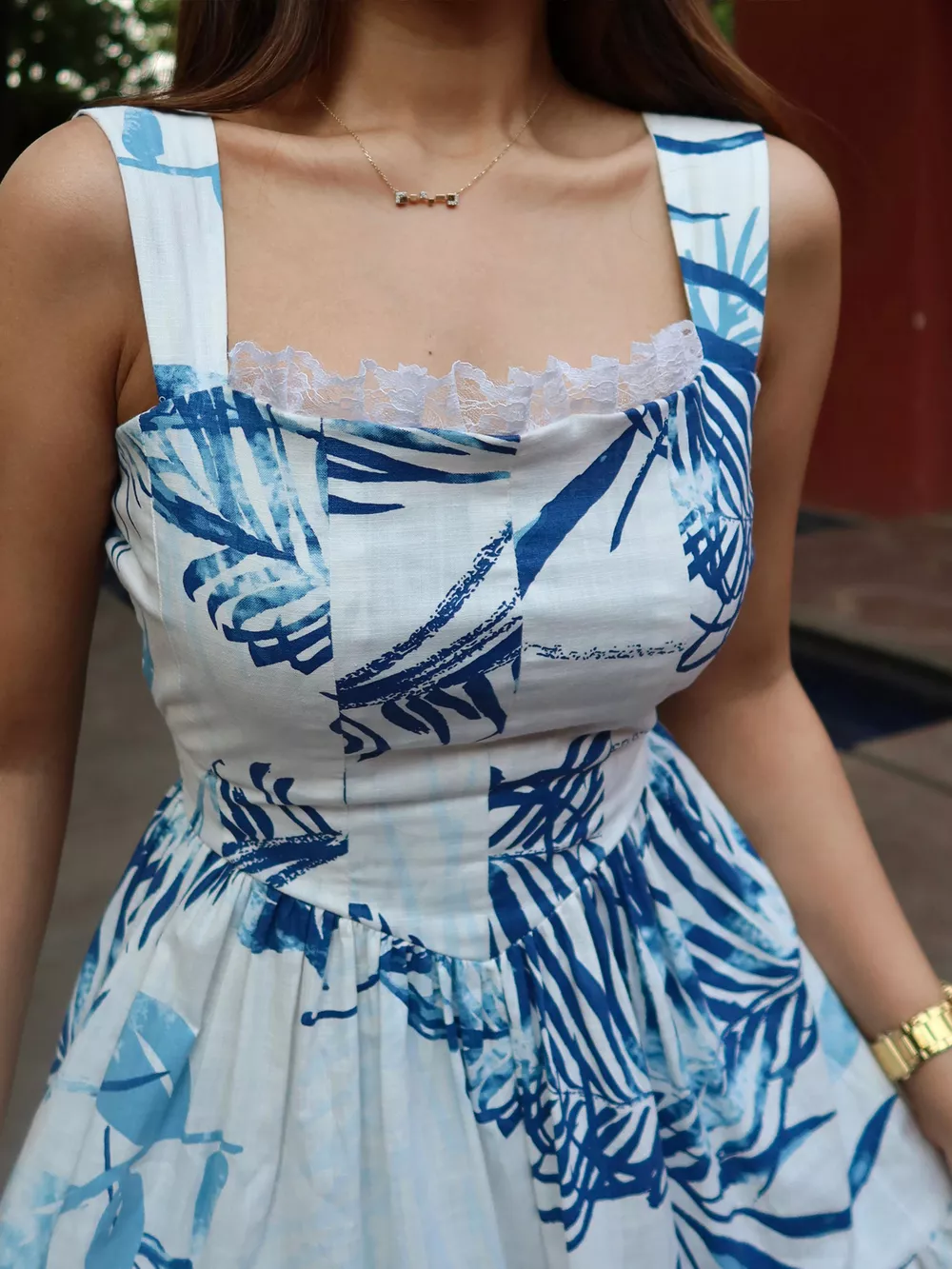 Tropical Print Tiered Maxi Dress, image 5