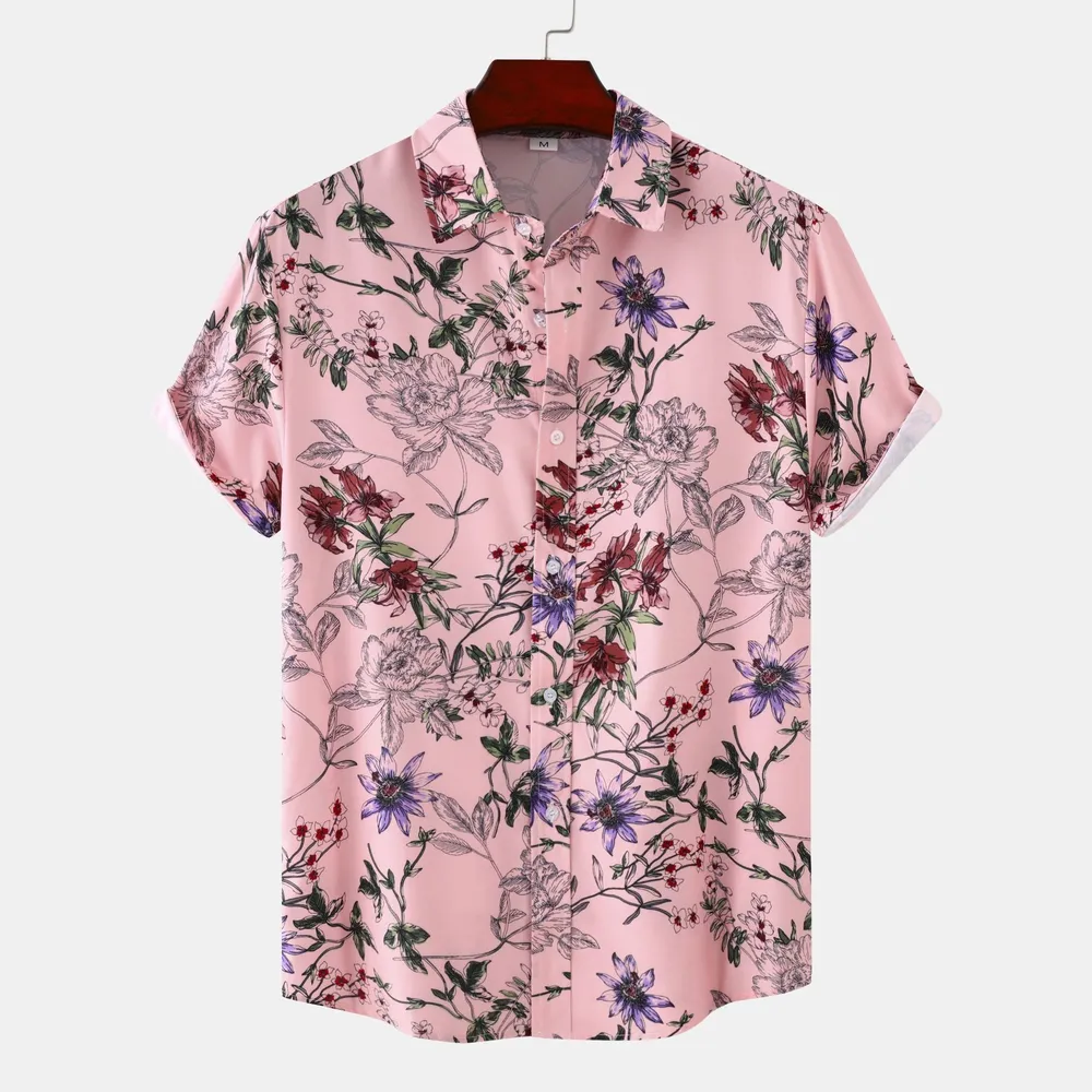 Men's Plus Size Floral Print Short Sleeve Button Down Casual Shirt, image 13