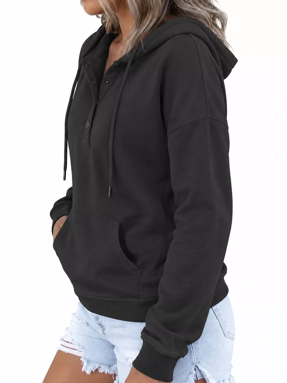 Full Size Kangaroo Pocket Dropped Shoulder Hoodie Plus Size, image 10