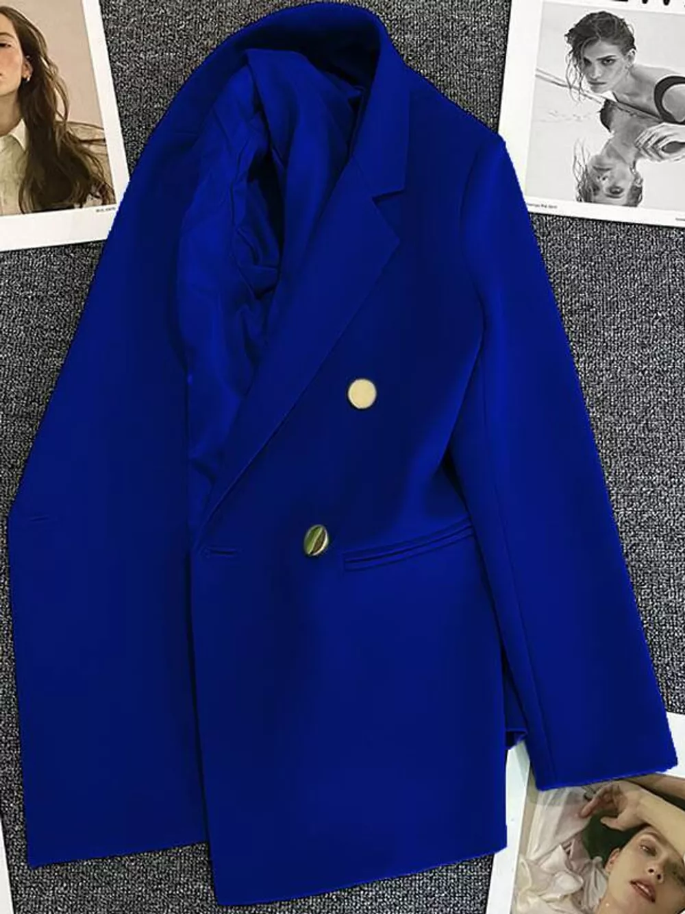 Full Size Minimalist Double-Breasted White Blazer Plus Size, image 6