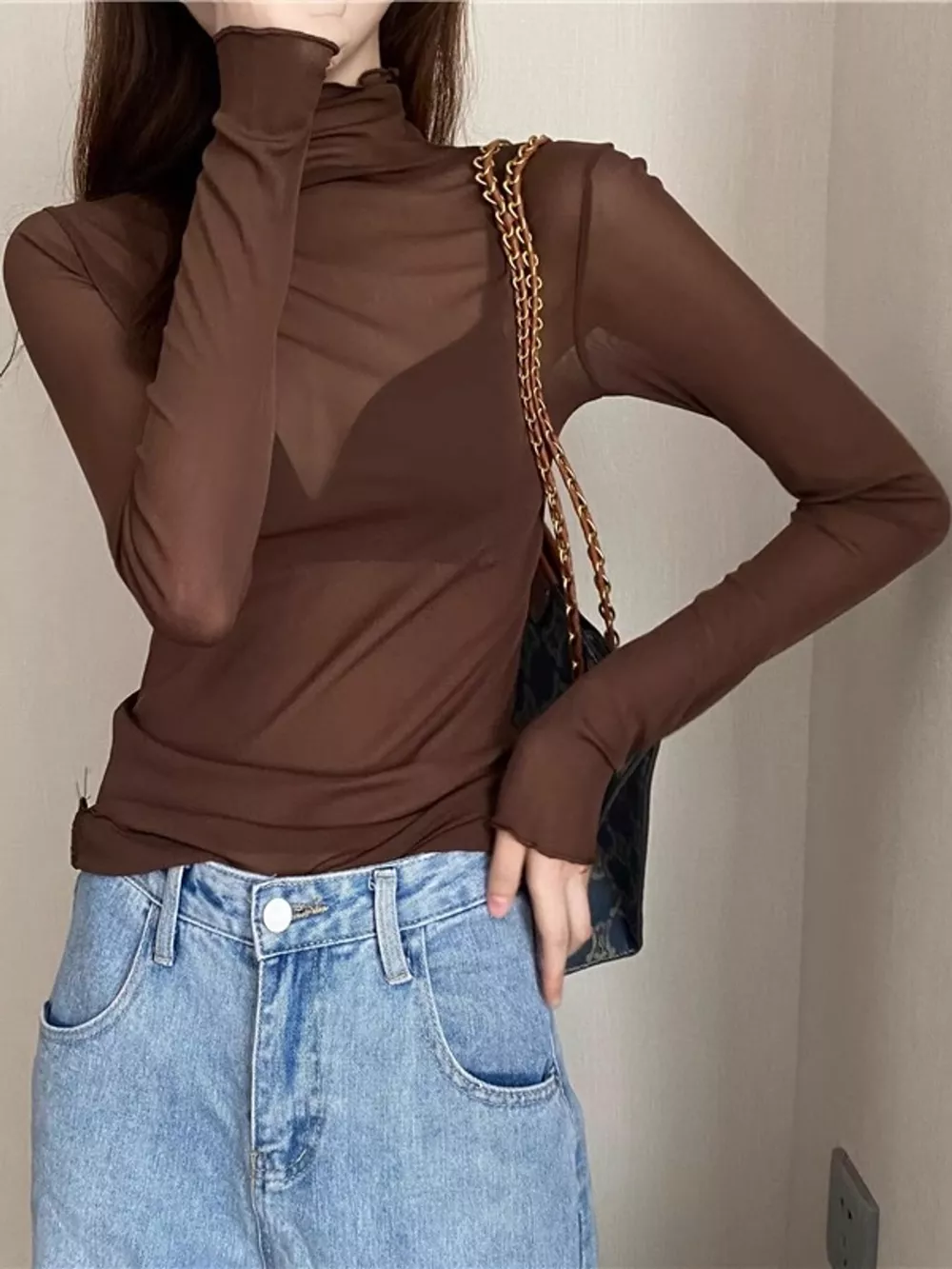 Turtleneck Long Sleeve Slim Fit T-Shirt, image 26