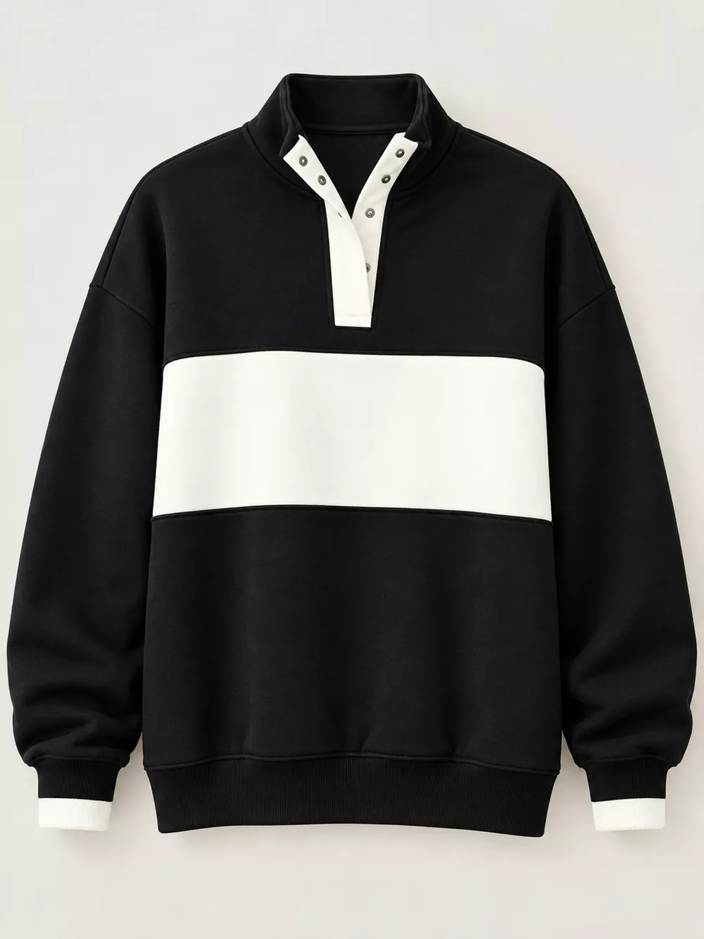 Full Size Color Block Snap-Button Sweatshirt Plus Size, image 39