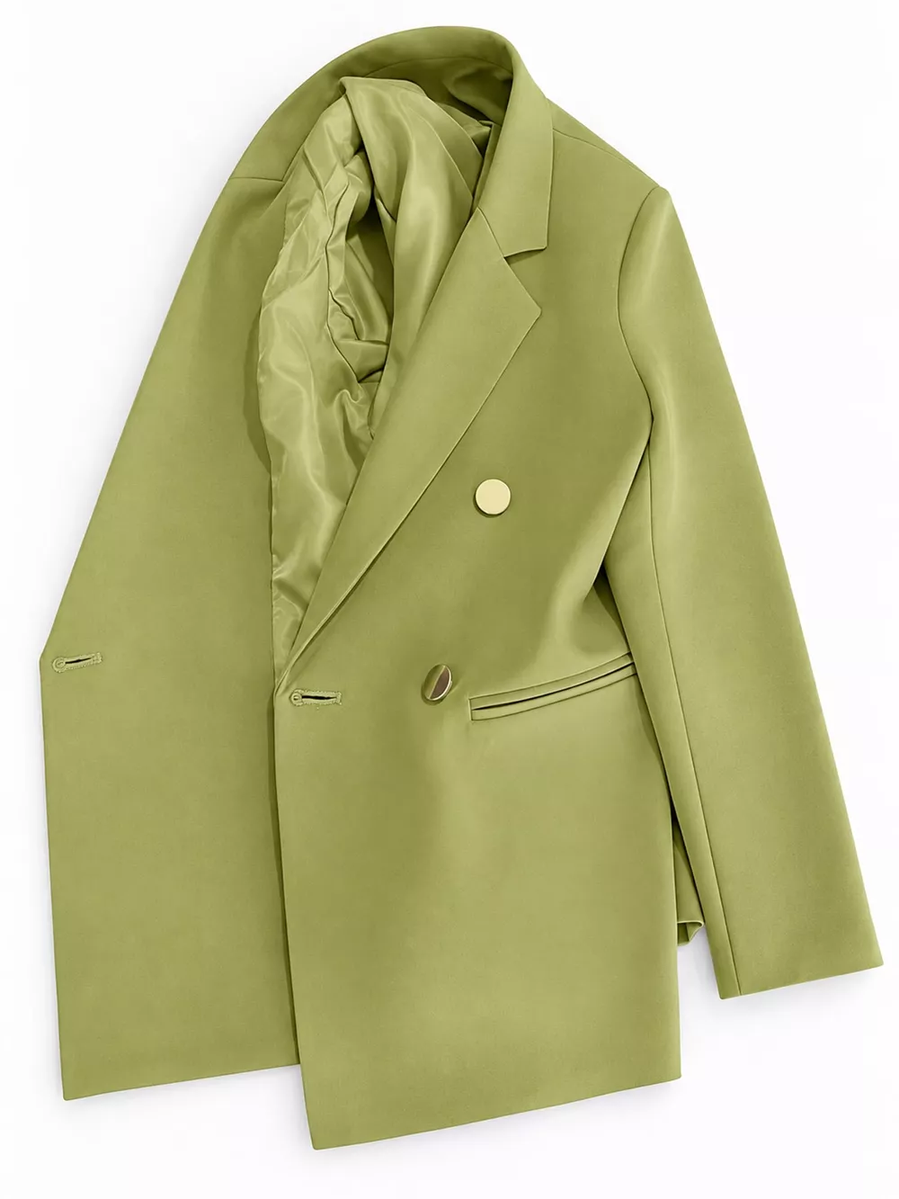 Full Size Minimalist Double-Breasted White Blazer Plus Size, image 56