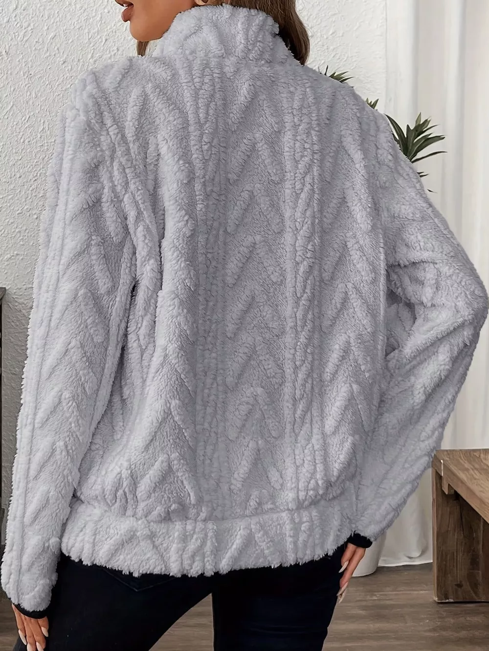 Full Size Quarter-Zip Sherpa Sweatshirt Plus Size, image 10