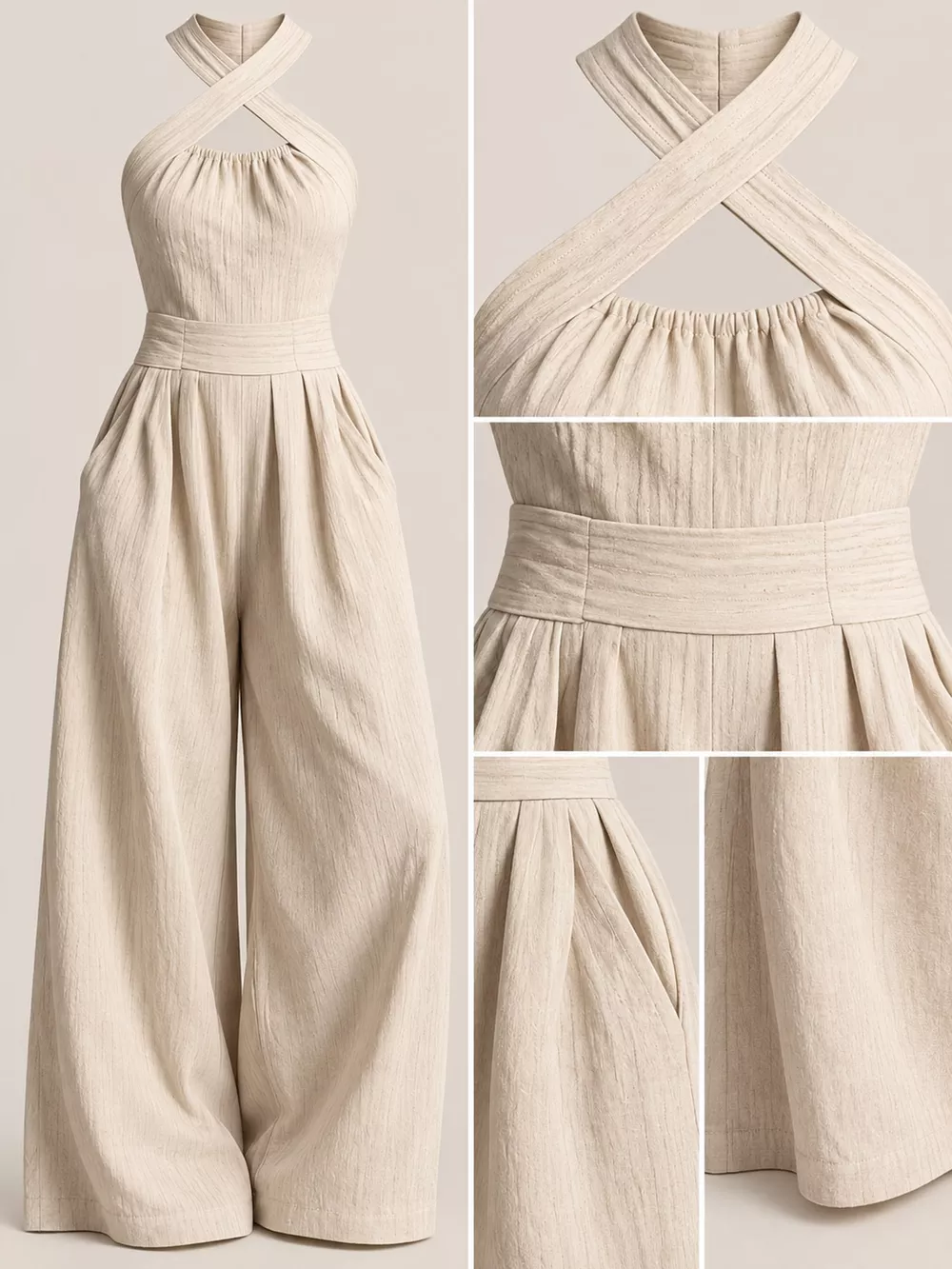Full Size Halter Neck Wide-Leg Jumpsuit Plus Size, image 6