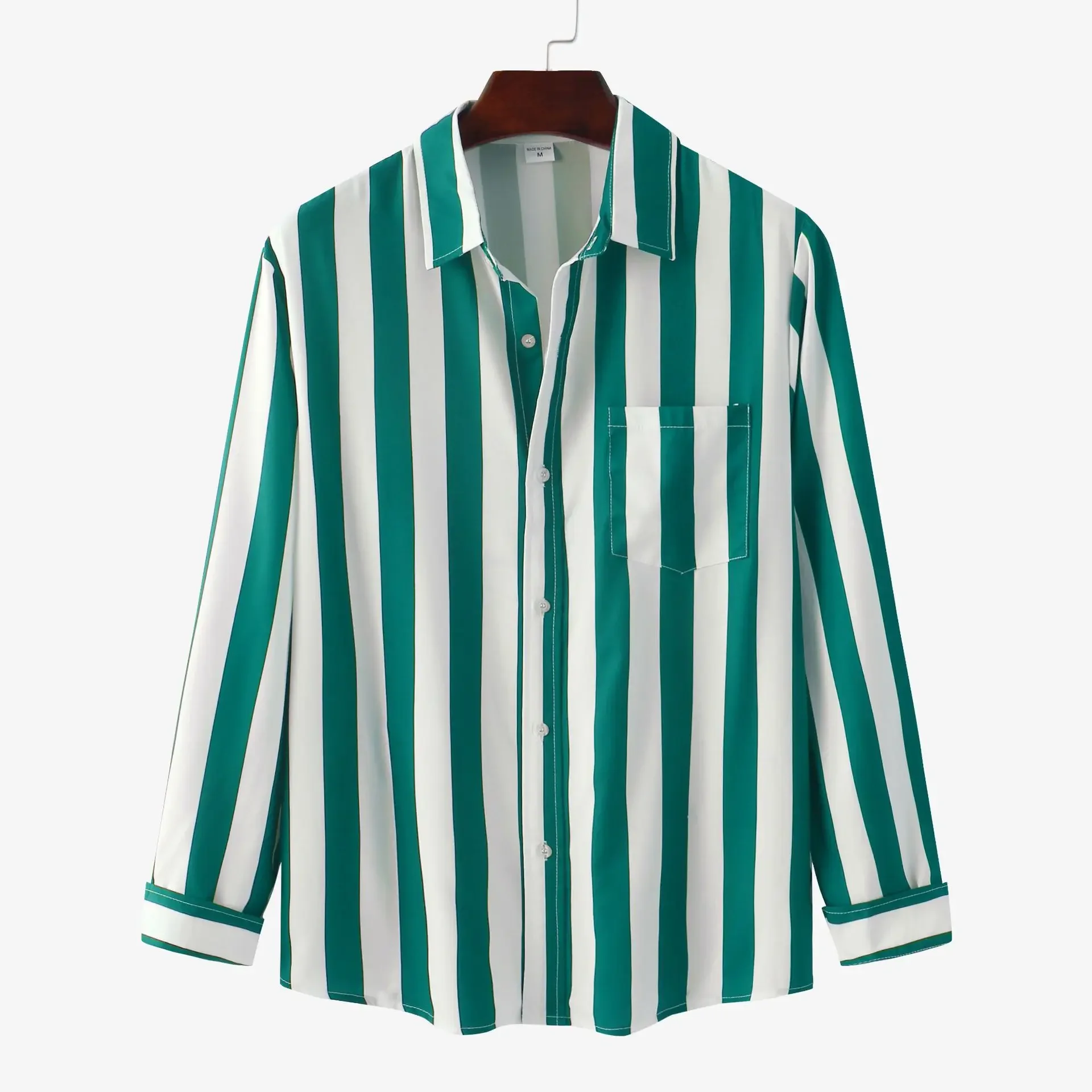 Men's Striped Button-Down Long Sleeve Shirt, image 17