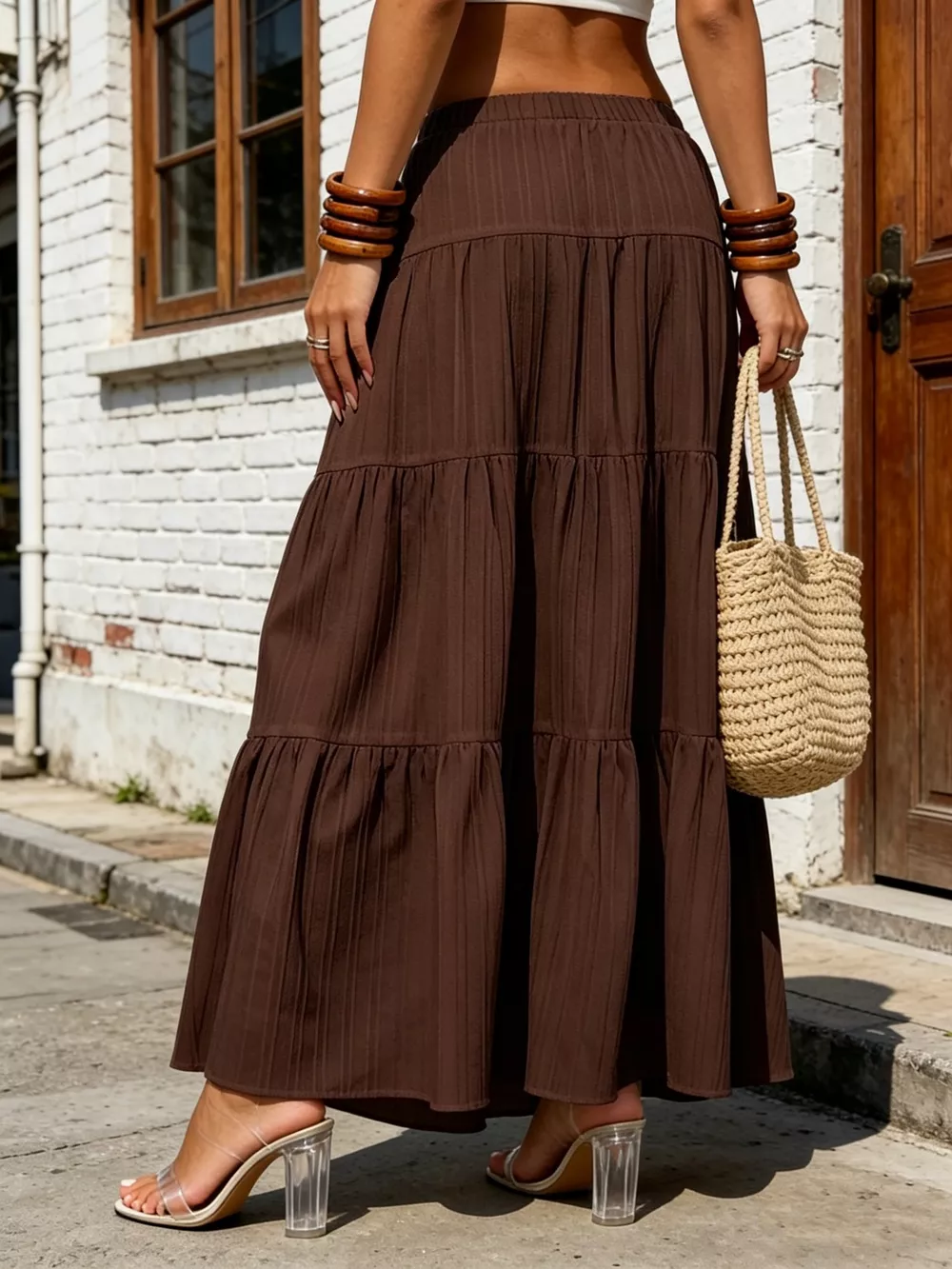 Tiered Maxi Skirt with Drawstring Waist, image 9