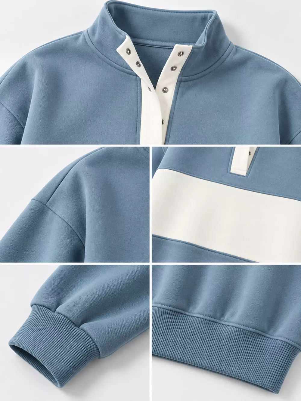 Full Size Color Block Snap-Button Sweatshirt Plus Size, image 15