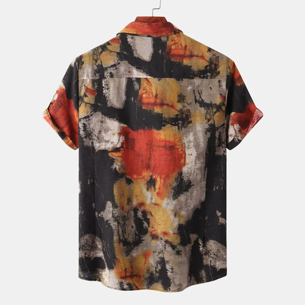 Men's Plus Size Abstract Print Short Sleeve Button-Up Casual Shirt, image 2