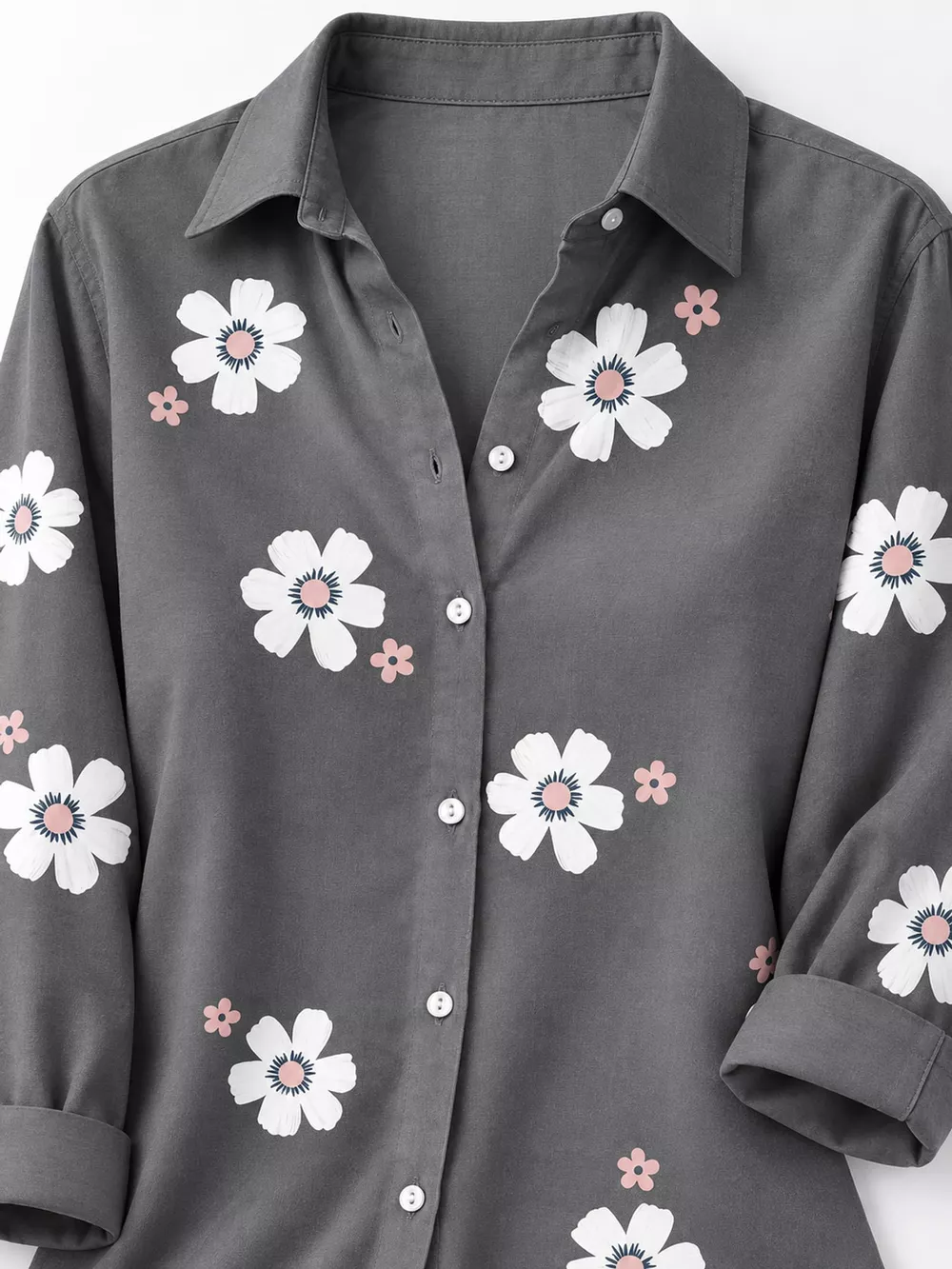 Full Size Floral Print Button-Down Casual Shirt Plus Size, image 5