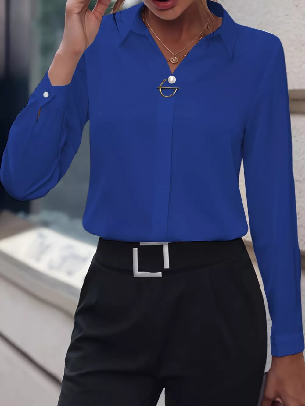 Long Sleeve Satin Blouse, image 29