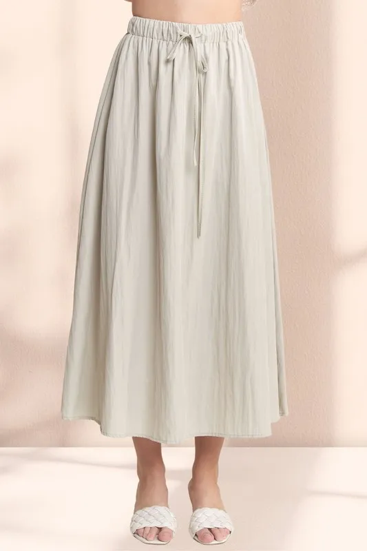 Drawstring Waist Crinkle Maxi Skirt, image 5