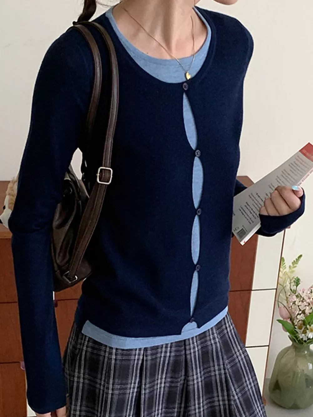 Layered Look Long Sleeve Knit Top