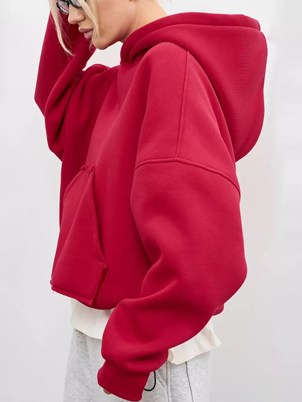 Kangaroo Pocket Dropped Shoulder Hoodie, image 31