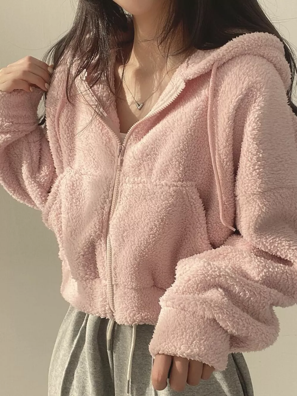 Oversized Sherpa Zip-Up Hoodie, image 9