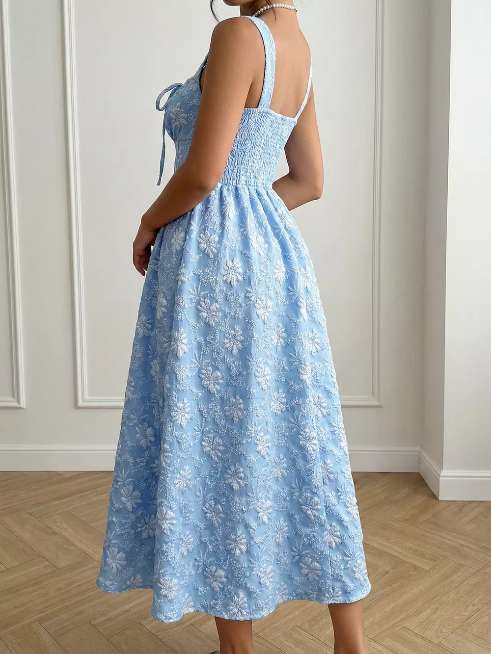 Floral Tie-Front A-Line Midi Dress, image 8