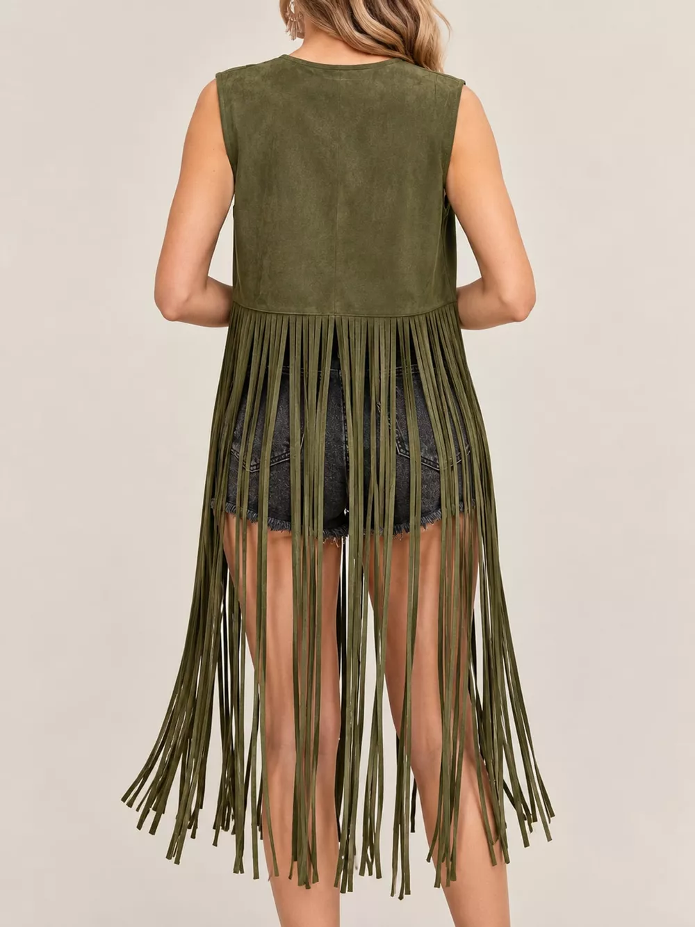 Studded Fringe Vest Coat, image 8