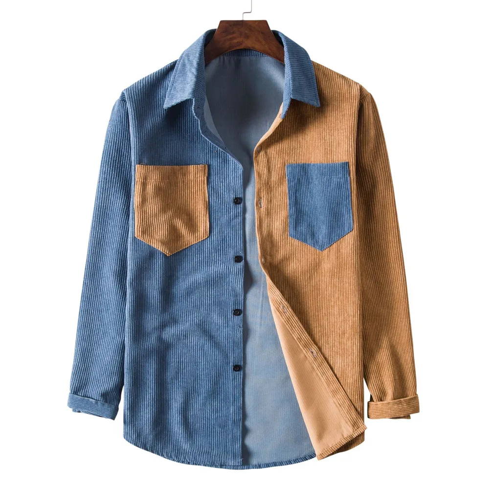 Men's Plus Size Two Tone Long Sleeve Shirt, image 4