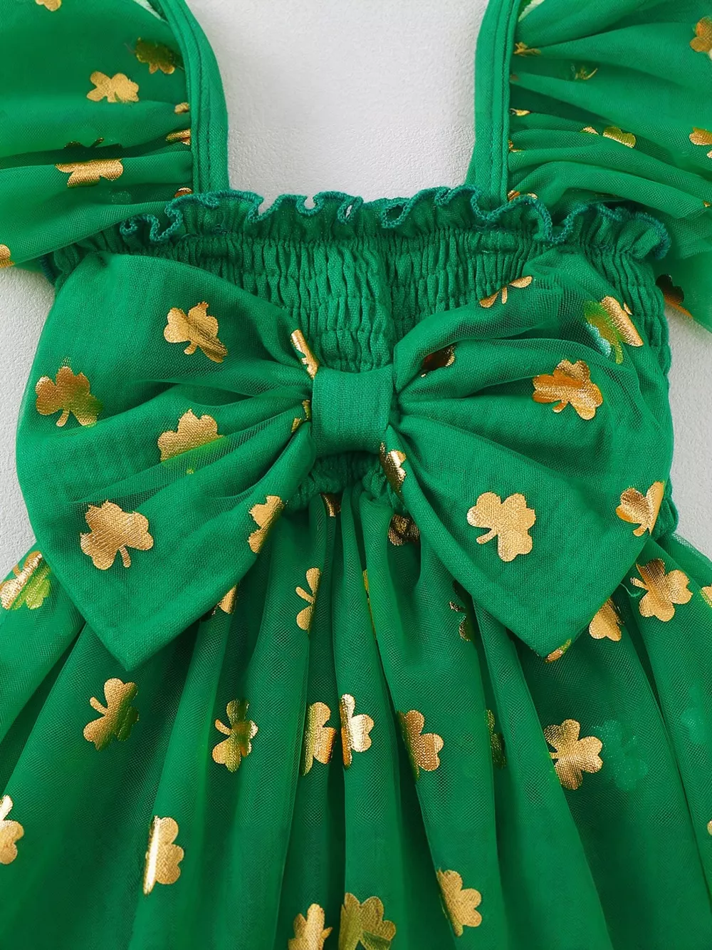 Children's Smocked Clover Tulle Dress, image 4